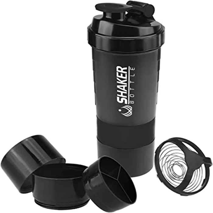 500 ml tragbarer Protein-Shaker mit integriertem Pulverbehälter – Mischflasche für Fitnessstudio und Sport mit Schneebesen