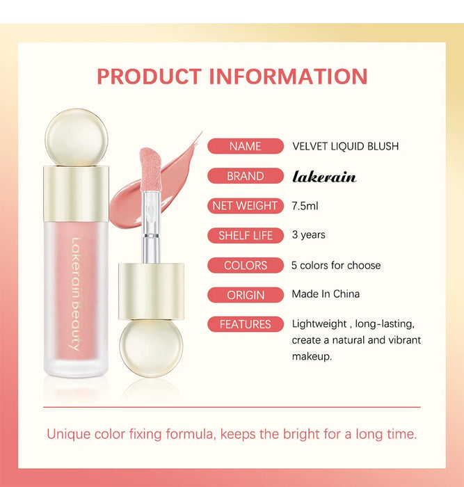 Matte Liquid Blush Velvet Rouge Orange Peach Face Color Lasting Beauty Natural Cheek Color Cream Rouge Makeup 7,5 ml