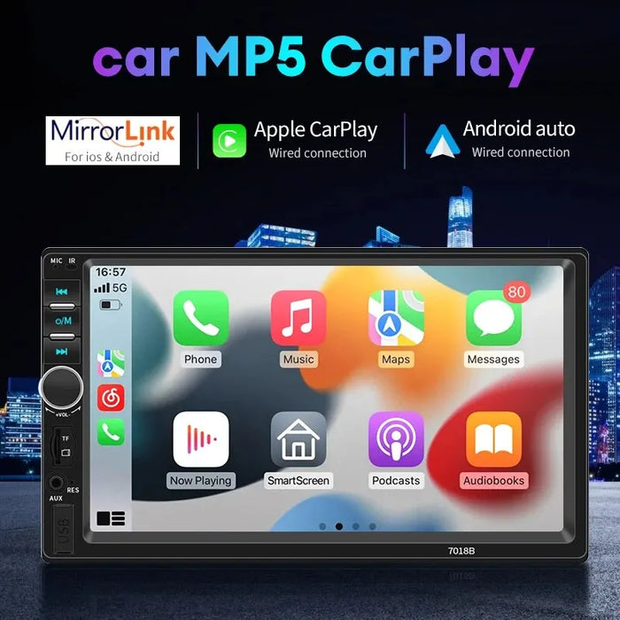 Acodo 2-Din-7-Zoll-Stereoanlage mit kabelgebundenem Carplay, Touchscreen, Multimedia, Bluetooth, USB, TF, FM-Radio, Autoradio-MP5-Player