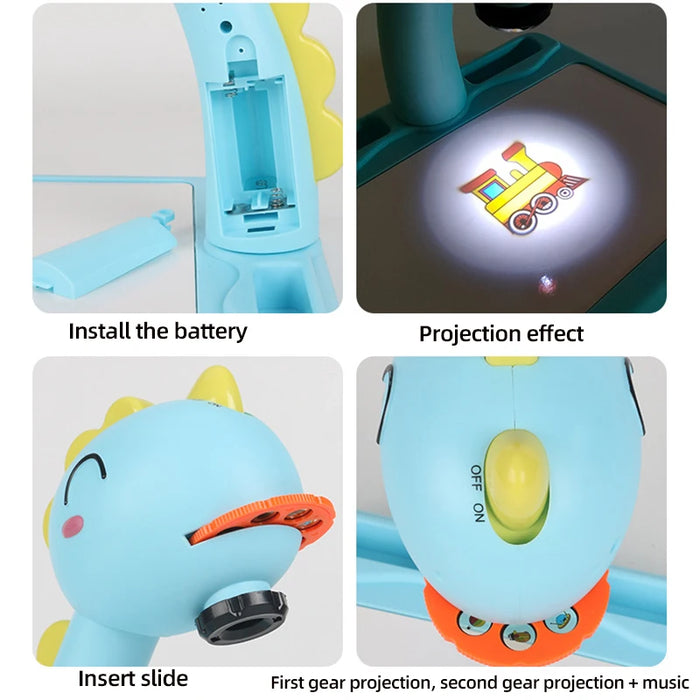 LED-Projektor-Zeichenbrett für Kinder, Spielzeug-Malset, pädagogisches Werkzeug für kreatives Lernen