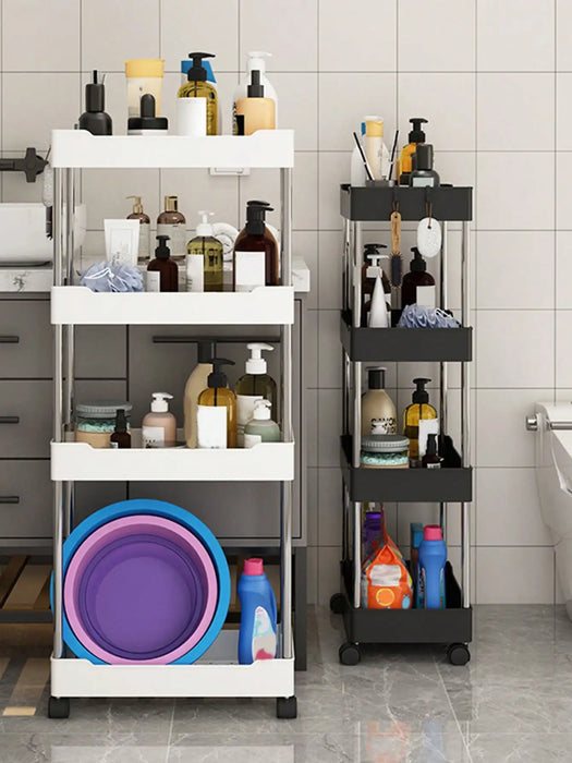 Chariot de rangement mobile compact avec étagères réglables – Idéal pour les cuisines, salles de bains et salons