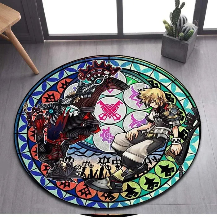 Tapis rond à motif de dessin animé Kingdom Hearts pour la maison, tapis de sol antidérapant pour salon, salle de bain et cuisine