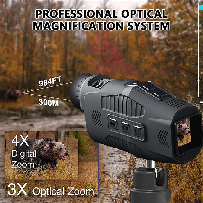 R11 1080P monokulares Infrarot-Nachtsichtgerät für Tag- und Nachtanwendungen, Foto und Video, 5-fach digital, 300 m Sichtweite im Dunkeln für die Jagd