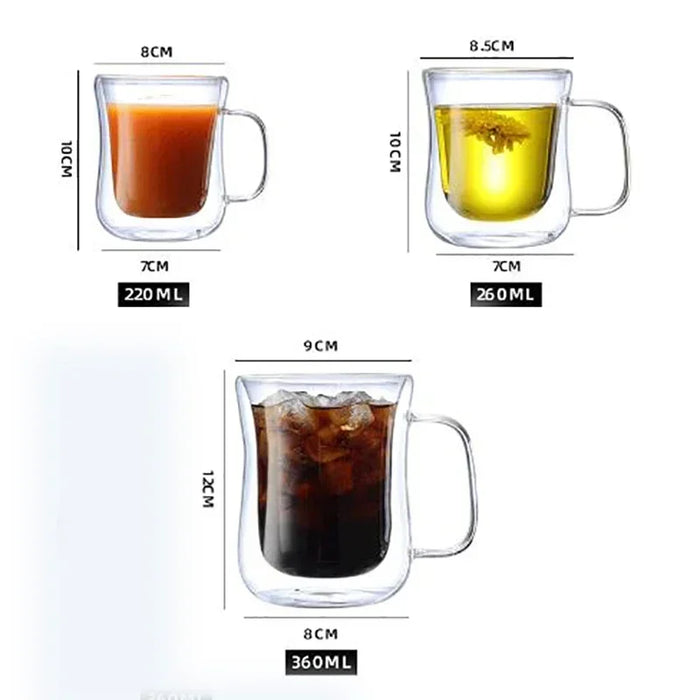 Ensemble de tasses en verre à double paroi résistantes à la chaleur pour la bière et le café – Tasses faites à la main pour le thé et le whisky, verre à boire transparent