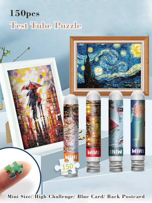 Puzzle 150 pièces dans un tube à essai – La nuit étoilée de Van Gogh, cadeau de Noël idéal pour les amateurs d'art