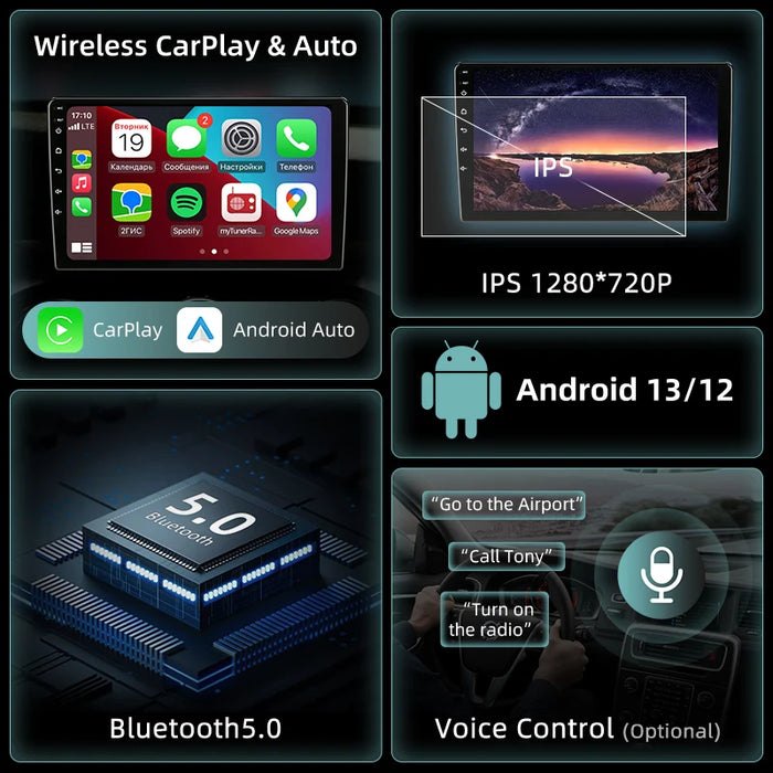 Autoradio 2Din Android 12 avec CarPlay et GPS pour Chevrolet AVEO T250 2006-2012 - Lecteur multimédia et système de divertissement