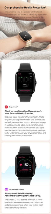 [Amazing Ny Version] Montre intelligente Amazfit GTS 2 avec surveillance polyvalente de la santé et de la forme physique, Alexa intégrée pour les téléphones Android et IOS