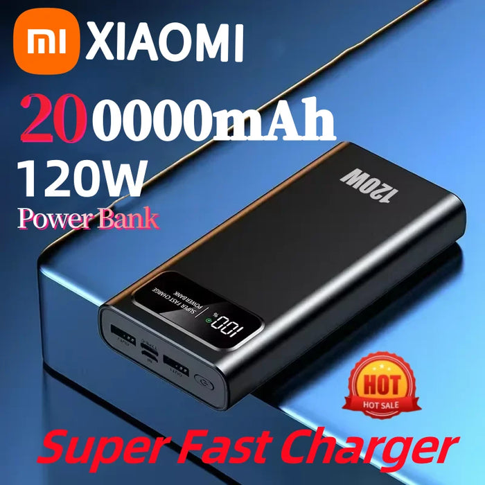 Xiaomi Power Bank 200000mAH 120W Batería externa de carga rápida con pantalla digital - Alta capacidad y portátil para Iphone