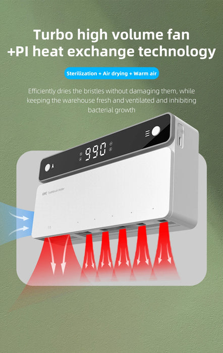 Soporte para cepillo de dientes UV con carga, cepillo de dientes de secado rápido, esterilizador de almacenamiento para afeitadora con pantalla LED, accesorios de baño