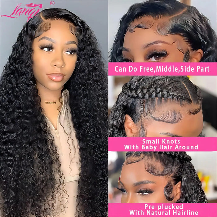 Dichte lockige Perücke aus echtem brasilianischem Remy-Haar – Deep Wave 13x4 Lace Front Water Wave Wig