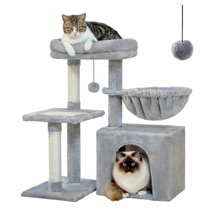 Arbre à chat Arbre à chat pour chats d'intérieur 2 styles Arbre d'activité pour chat avec poteaux à griffes Grand hamac et plate-forme supérieure amovible Gris