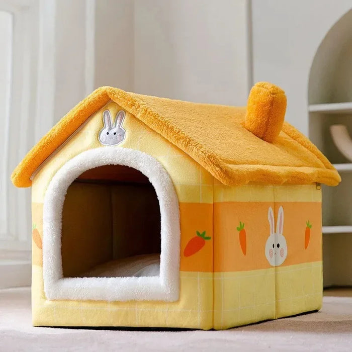 Zusammenklappbares Katzenhaus für den Außenbereich, wasserdichtes Haus für kleine Hunde und Kätzchen, gemütliche Hütte mit Tierkissen und Bettzelt.