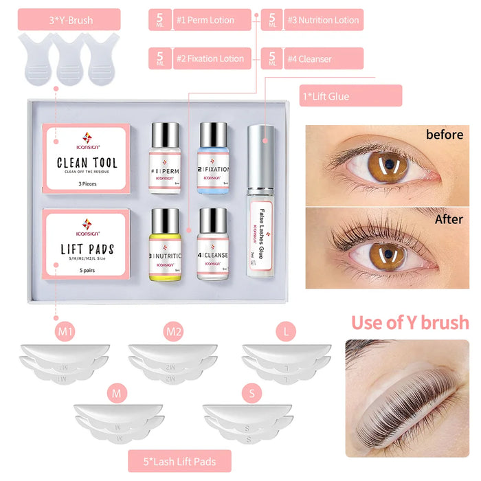 Lash Lift Kit von ICONSIGN – Permanentes Wimpernlifting, Pflege und Schwung, anpassbar für Ihre Marke