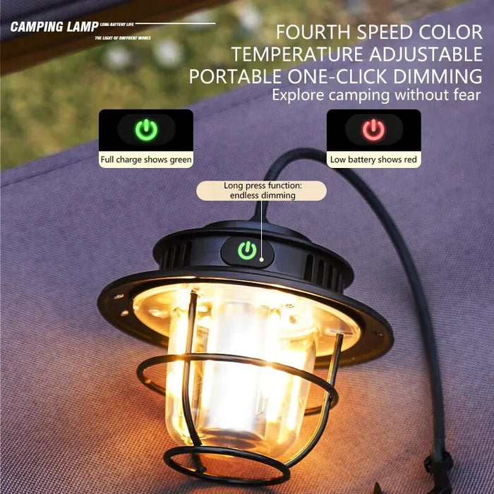 Lámpara de Camping portátil Retro, iluminación de emergencia impermeable, lámpara colgante regulable para tienda de campaña para senderismo al aire libre