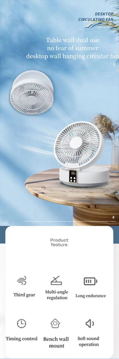 Ventilateur mural Portable avec télécommande et veilleuse, ventilateur électrique pliant USB Rechargeable et refroidisseur d'air pour la maison