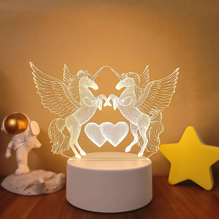 Lámpara de noche LED Sololander Creative 3D Illusions - Lámpara de mesa única para decoración del hogar con pantalla acrílica