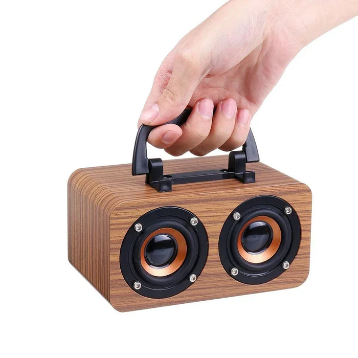 Kabellose Holzlautsprecher mit Doppel-Subwoofer und Bluetooth, tragbarer MP3-Player mit TF-USB für Zuhause