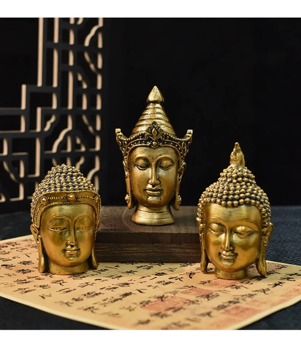 Elegant Gold Buddha Skulptur i Resin - Inomhus Feng Shui Figur för Heminredning och Gåvor