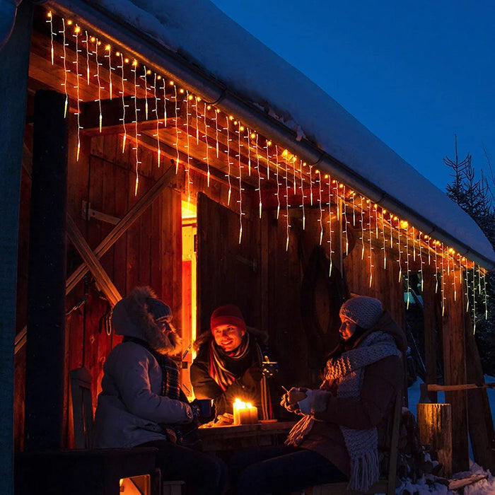 Julbelysning med 96 LED Istappar och 16 Droppar – 8 Ljuslägen för Fönster och Trädgård, Inomhus & Utomhus, EU/US/UK Kontakt