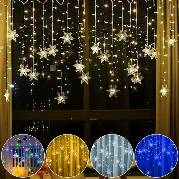 Lumières de flocon de neige LED de 3.5M-rideaux lumineux clignotants pour la décoration et la fête de noël, mariages et vacances imperméables