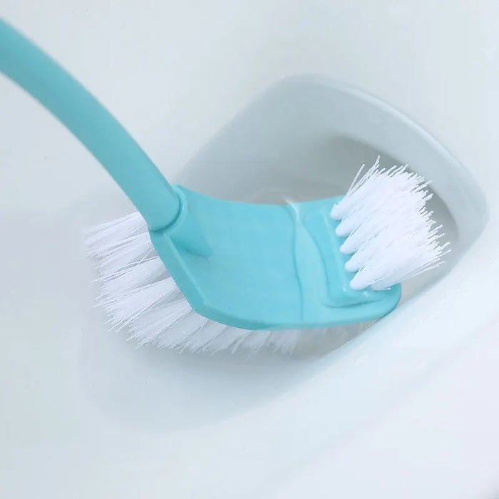 Brosse de toilette polyvalente à Double tête avec poils doux, brosse de nettoyage de salle de bain incurvée en plastique avec manche Long pour coin