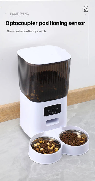 Mangeoire automatique 5L avec double bols et caméra - Distributeur de nourriture intelligent pour votre animal de compagnie