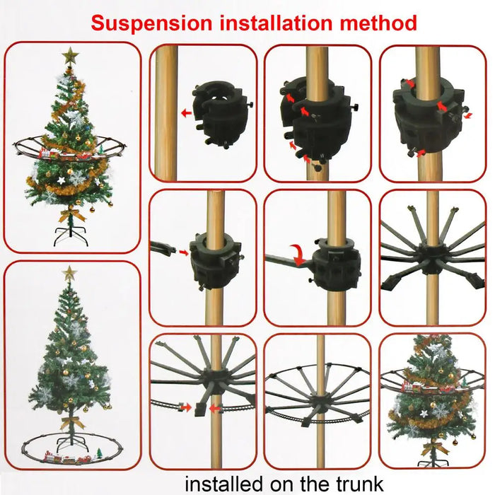 Poteau de Noël électrique avec train pour décoration de sapin de Noël – Voie ferrée, cadeau de Noël et décorations de Noël