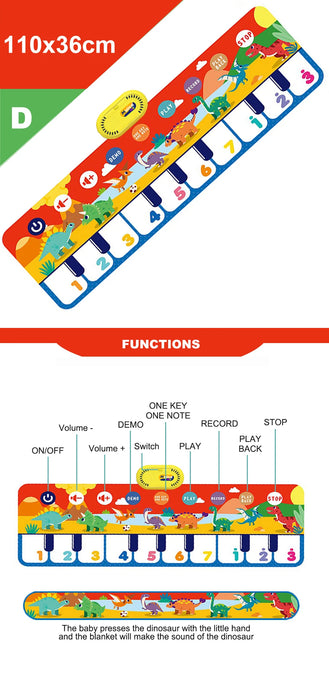 Coolplay Tapete musical para niños de 110x36 cm - Teclado de piso con tapete de baile y 8 sonidos de animales - Juguete educativo para niños pequeños