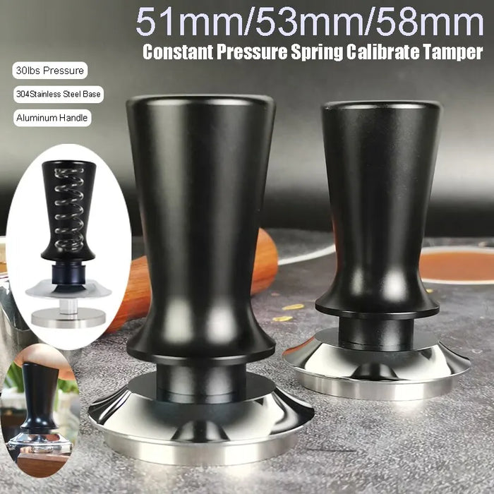 Tamper à expresso calibré en acier inoxydable - 51 mm, 53 mm et 58 mm pour une préparation parfaite du café