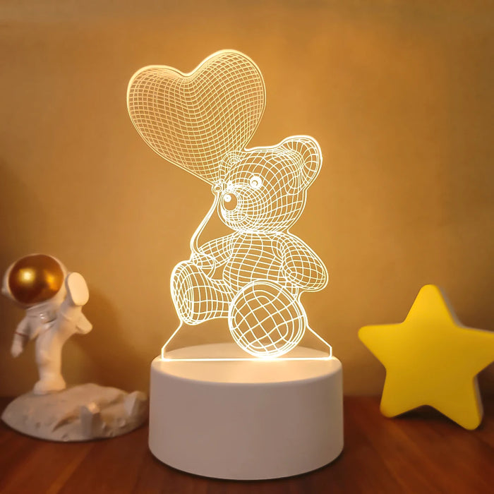 Lámpara de noche LED Sololander Creative 3D Illusions - Lámpara de mesa única para decoración del hogar con pantalla acrílica