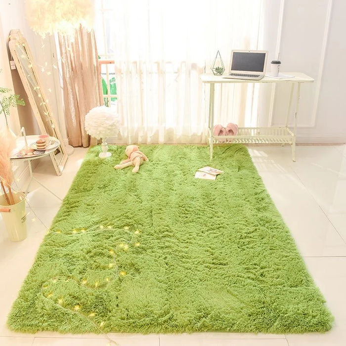 Tapis Luden vert doux pour le salon - Grand tapis pour enfants au design élégant pour chambre d'enfant et chambre à coucher