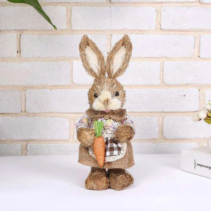 Décoration de Pâques 2024 - Lapin houblonné créatif dans un sac en paille pour la maison et le jardin