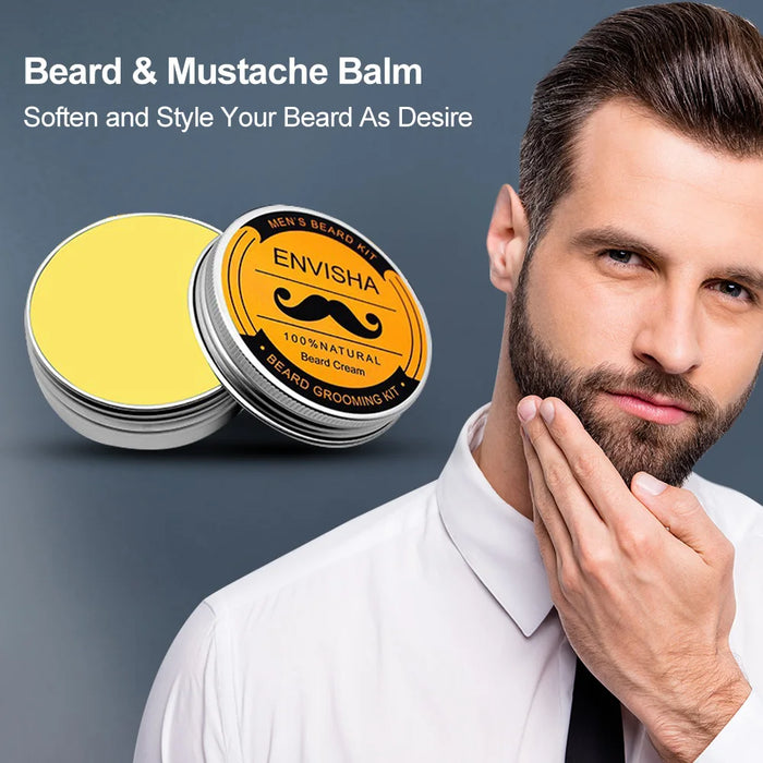 Set para el crecimiento de la barba para hombres: set de barbero con aceite para barba, cera para peinar, rodillos para el crecimiento y tijeras para el cuidado de la barba