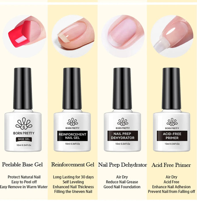 BORN PRETTY-Gel fortalecedor de Gel de goma para capa Base, Toppack, herramientas para uñas, esmalte de uñas LED UV, Gel funcional, 10ml