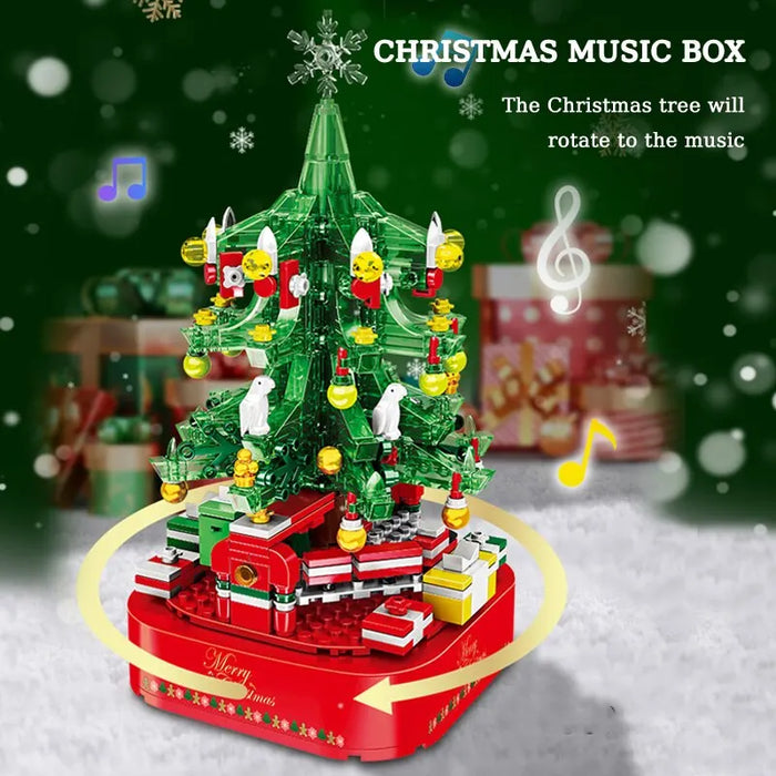 Kit de construcción de árbol de Navidad con 506 piezas: una caja de música festiva para niños y familias