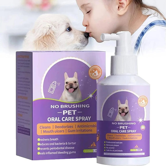 Spray de limpieza bucal para animales - 50 ml para un aliento fresco y dientes más limpios para perros y gatos