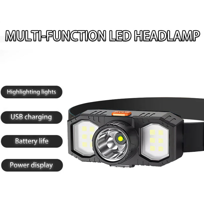 Nuevo Linterna frontal LED COB Mini portátil USB recargable impermeable luz de trabajo de pesca exterior de larga distancia linterna montada en la cabeza