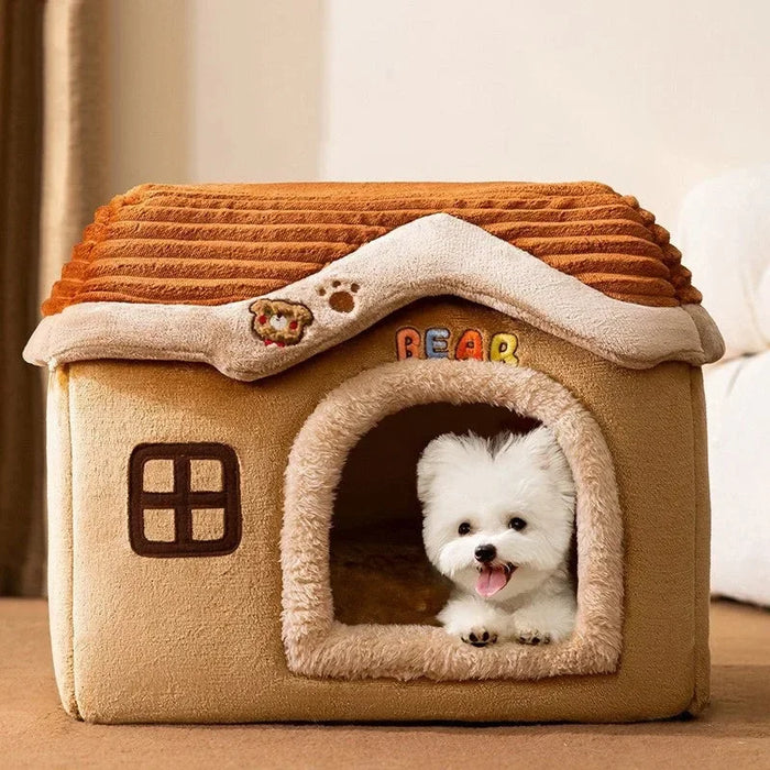 Zusammenklappbares Katzenhaus für den Außenbereich, wasserdichtes Haus für kleine Hunde und Kätzchen, gemütliche Hütte mit Tierkissen und Bettzelt.