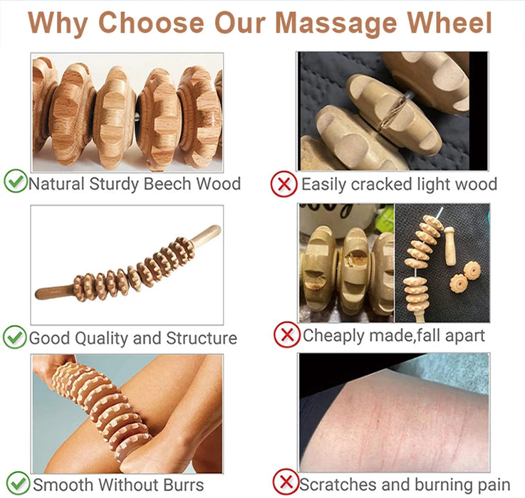 Holz-Therapie-Roller-Massagegerät für Cellulite und Körperformung – Lymphdrainage und Gewichtsverlust-Massagestab