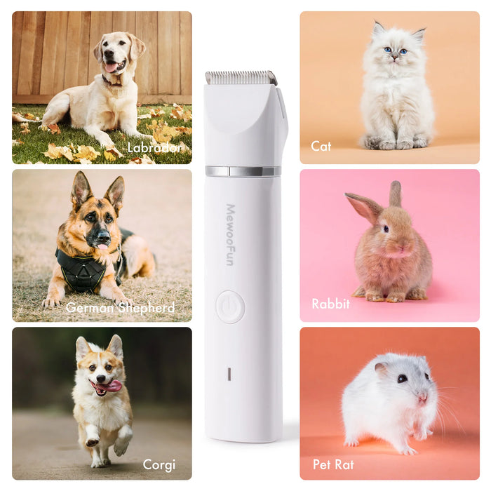 Mewoofun Cortaúñas eléctrico 4 en 1 para mascotas con 4 cuchillas, molinillo de uñas profesional y cortaúñas para perros y gatos, corte de pelo recargable