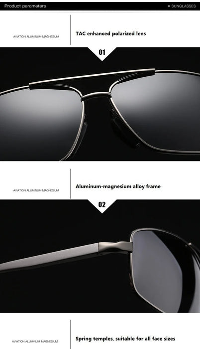 Men's Classic Polarized Sunglasses - Stylish and Elegant for Driving, Fishing, and Outdoor Activities