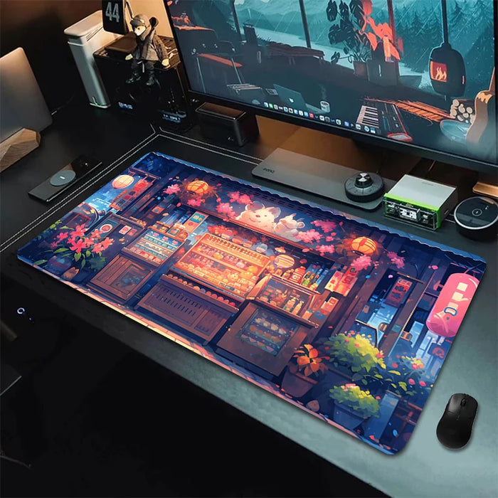 Alfombrilla de ratón para videojuegos, estética japonesa, XXL, accesorios de oficina para PC y teclado