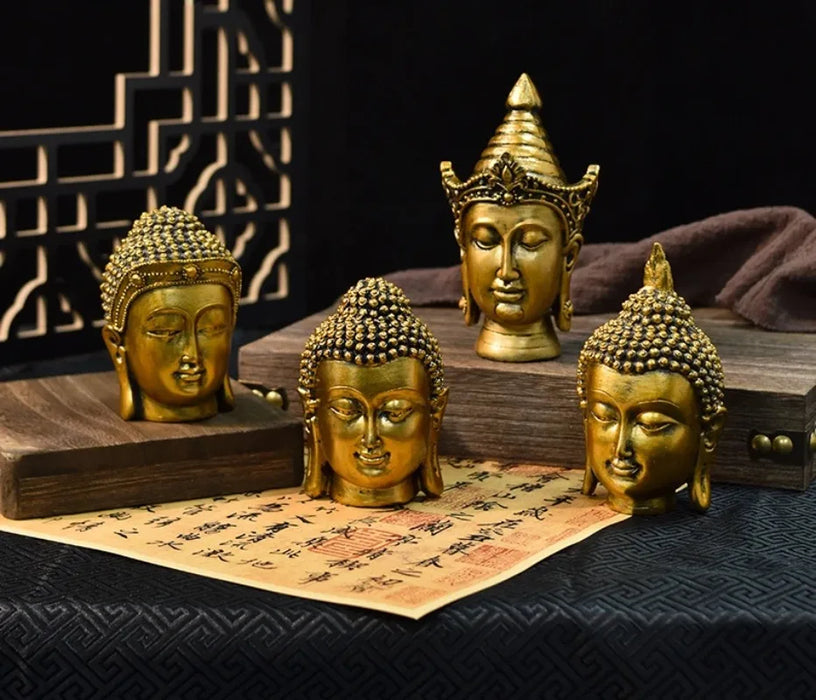 Elegant Gold Buddha Skulptur i Resin - Inomhus Feng Shui Figur för Heminredning och Gåvor