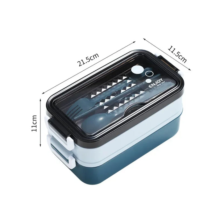 Fiambrera versátil de acero inoxidable de 2 niveles: apta para microondas para la escuela y el trabajo