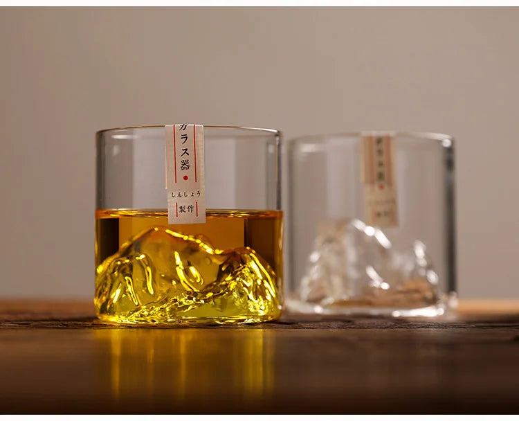 Verre à whisky de montagne 3D japonais au design glacier – Verre à whisky et vodka à l'ancienne dans une boîte en bois