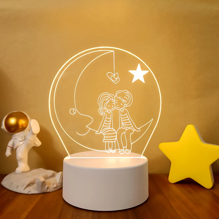 Lámpara de noche LED Sololander Creative 3D Illusions - Lámpara de mesa única para decoración del hogar con pantalla acrílica