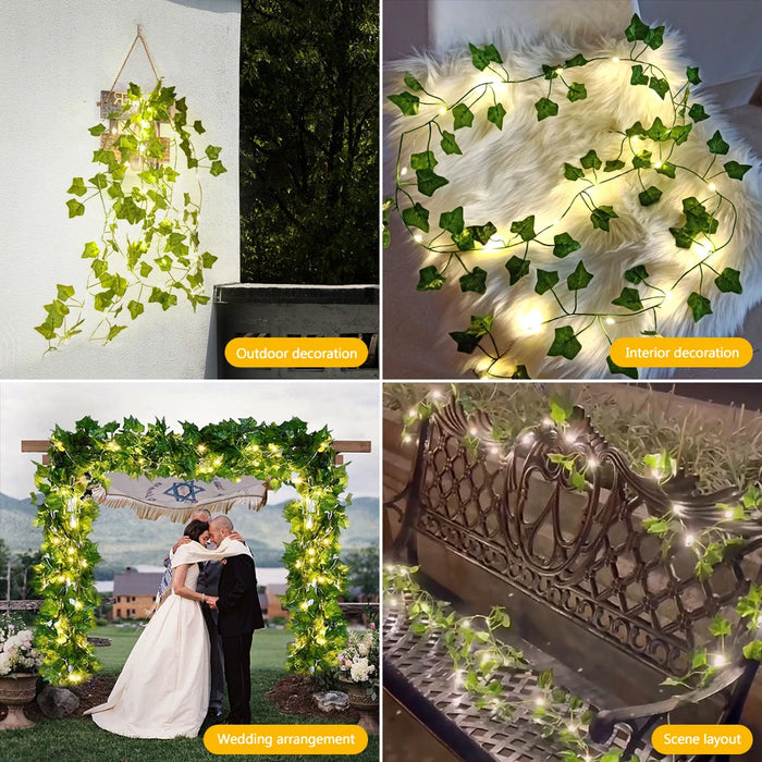 Guirnalda de luces LED Ivy Vines con girasol, hojas de sandía y rosas - 2M y 5M para decoración de bodas y Navidad