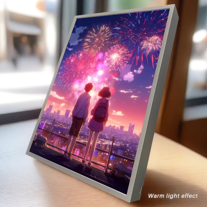 Luz LED nocturna de humor para regalo, lámpara de cómic de pareja de anime, decoración de habitación, lámpara de fuegos artificiales a la luz de la luna, lámpara de noche