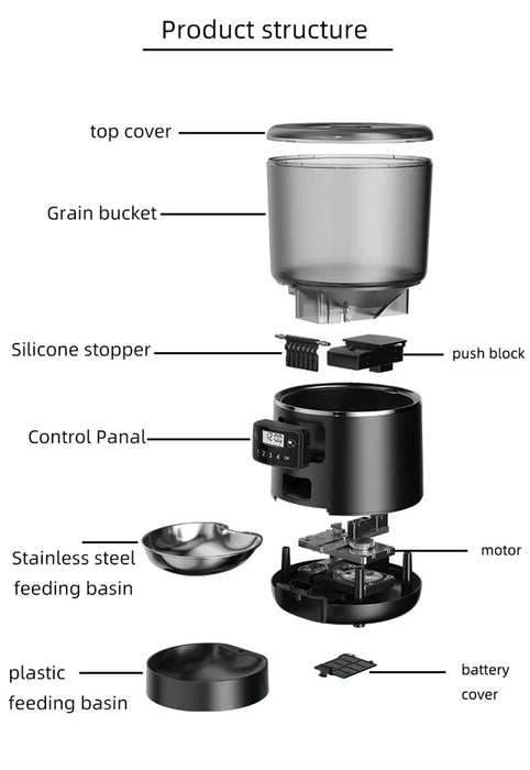 Mangeoire automatique pour animaux de compagnie avec capacité de 4 L et minuterie intelligente, contrôle Tuya, distributeur de nourriture avec bol en acier inoxydable pour chiens et chats