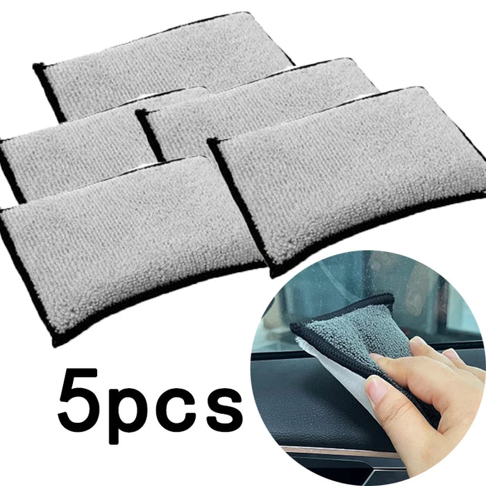 Paquet de 5 éponges à récurer en microfibre pour un nettoyage en douceur des intérieurs de voiture - Éponges double face pour le cuir et les surfaces sensibles